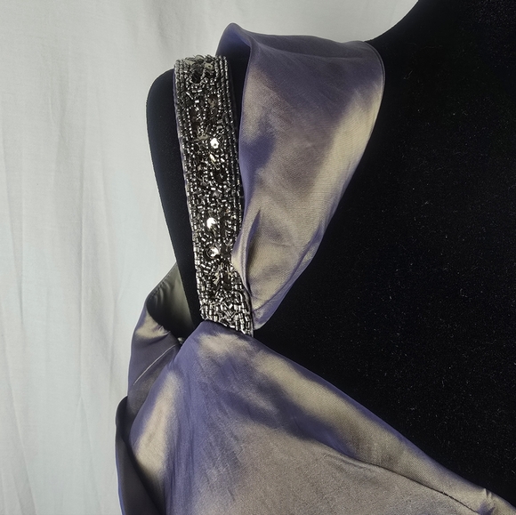Alex Evenings Iradesent Purple & Gold Sleeveless Evening Gown W/Wrap Sz 16 - Picture 5 of 15